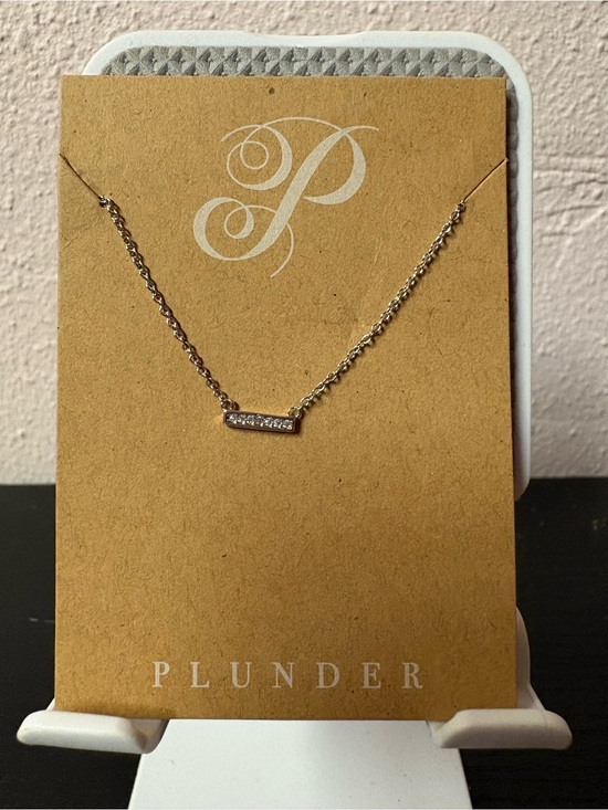 Plunder Jewelry - Plunder Silver Tone Crystal Bar Pendant Necklace Minimalist Jewelry